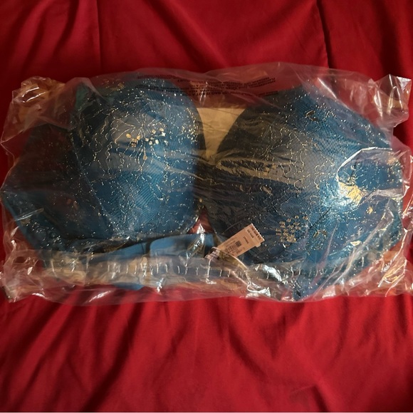 •NWT Victoria’s Secret Blue Sapphire Lace Shimmer Push Up Bra | 38DD - Picture 2 of 7